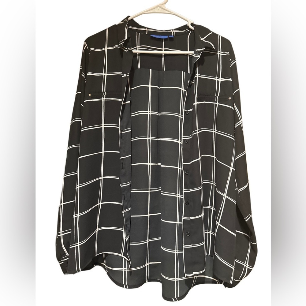 Apt. 9 Black and White Plaid Top